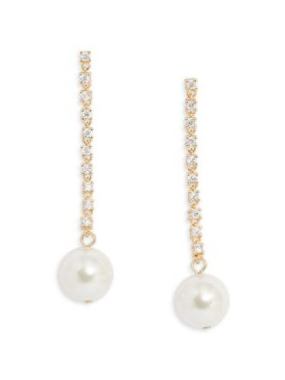 BaubleBar Laney Gold and White Pearl  Crystal Linear Drop Earrings NWT
